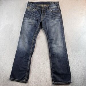 Silver Nash Jeans Mens 34x32 Relaxed Straight Blue Dark Wash Y2K READ